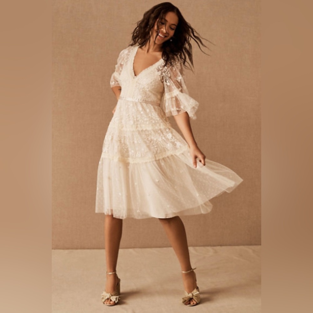 BHLDN Needle & Thread Lottie Lace Midi Dress (Size 2)